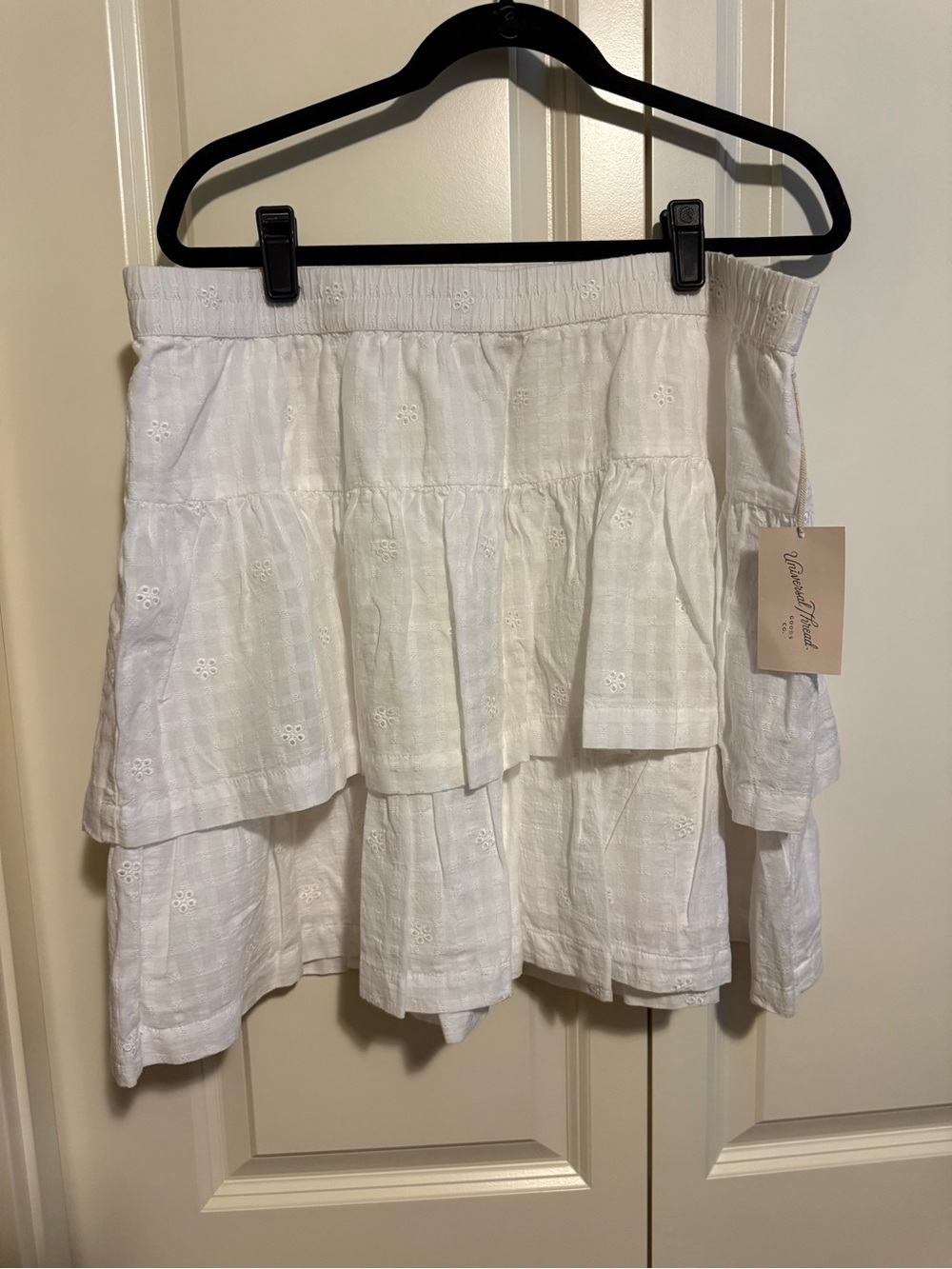 Universal Thread White Tiered Eyelet Mini Skirt